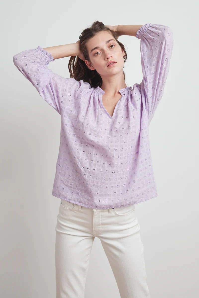 MATILDA POSITANO EYELET PEASANT BLOUSE | Velvet by Graham & Spencer