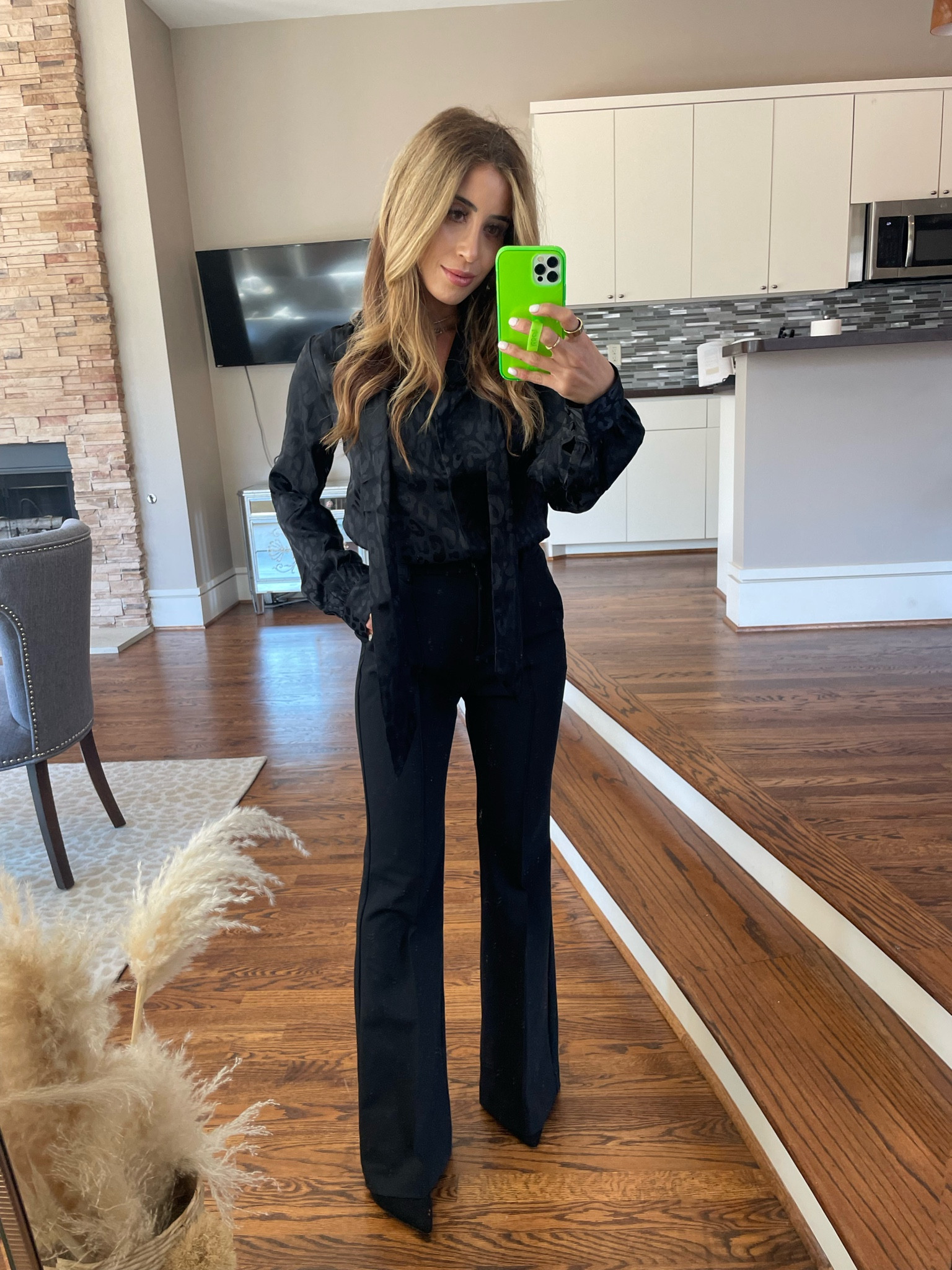 Work outfit office look black pants 00s leopard black top for work Xs 

#LTKunder50 #LTKsalealert #LTKworkwear