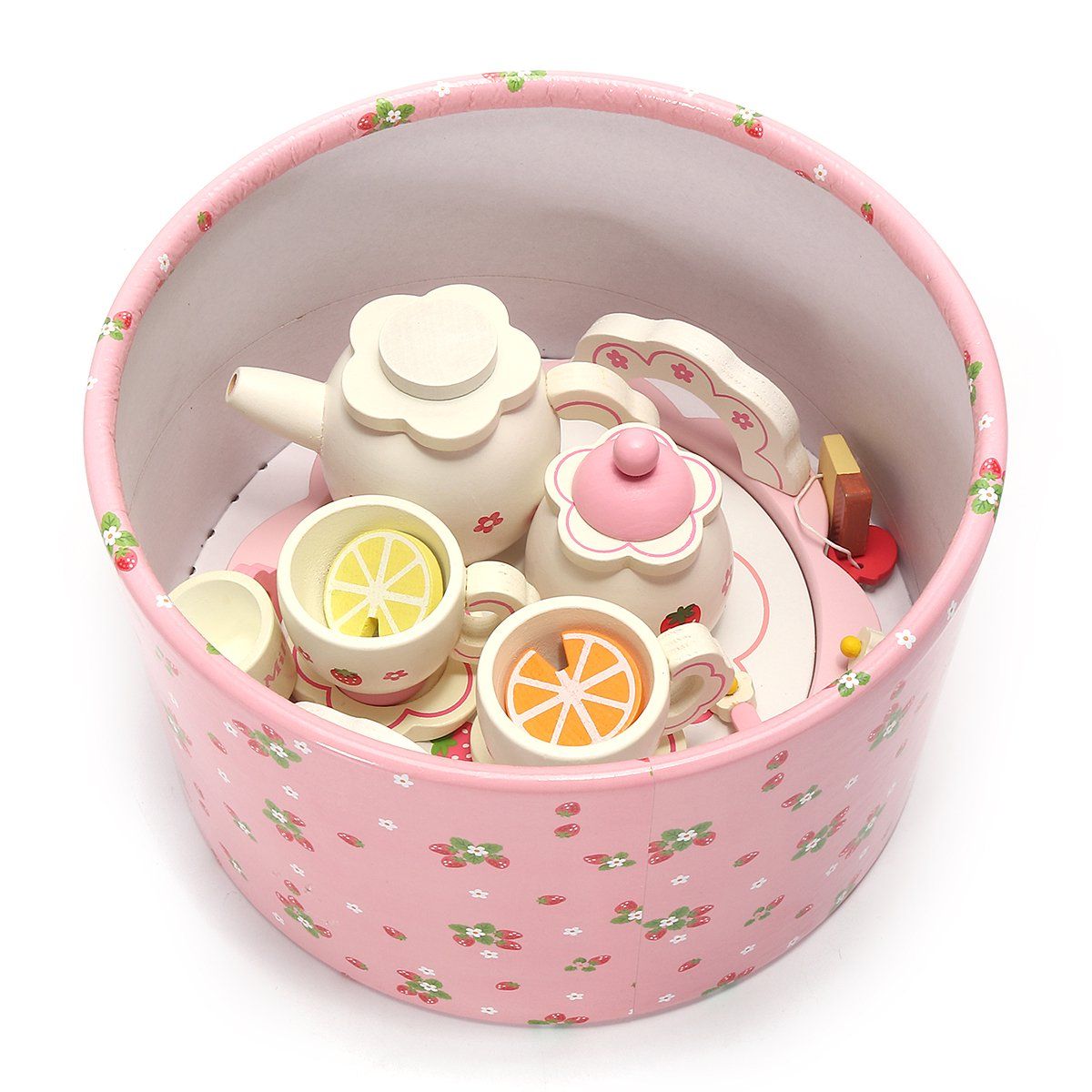 Wooden Tea Party Set Kids Role Play Toys Kitchen Pretend Cups Teapot Tray Bowl | Walmart (US)