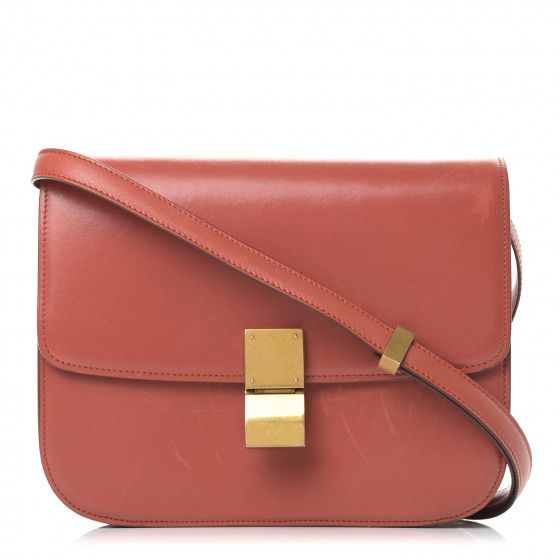 CELINE Box Calfskin Medium Classic Box Flap Bag Lipstick | FASHIONPHILE (US)