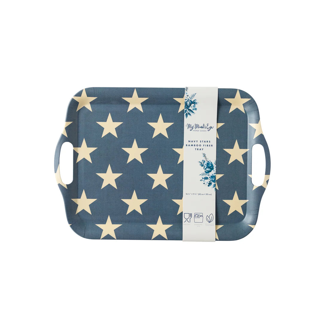 Hamptons Navy Star Reusable Bamboo Tray | My Mind's Eye