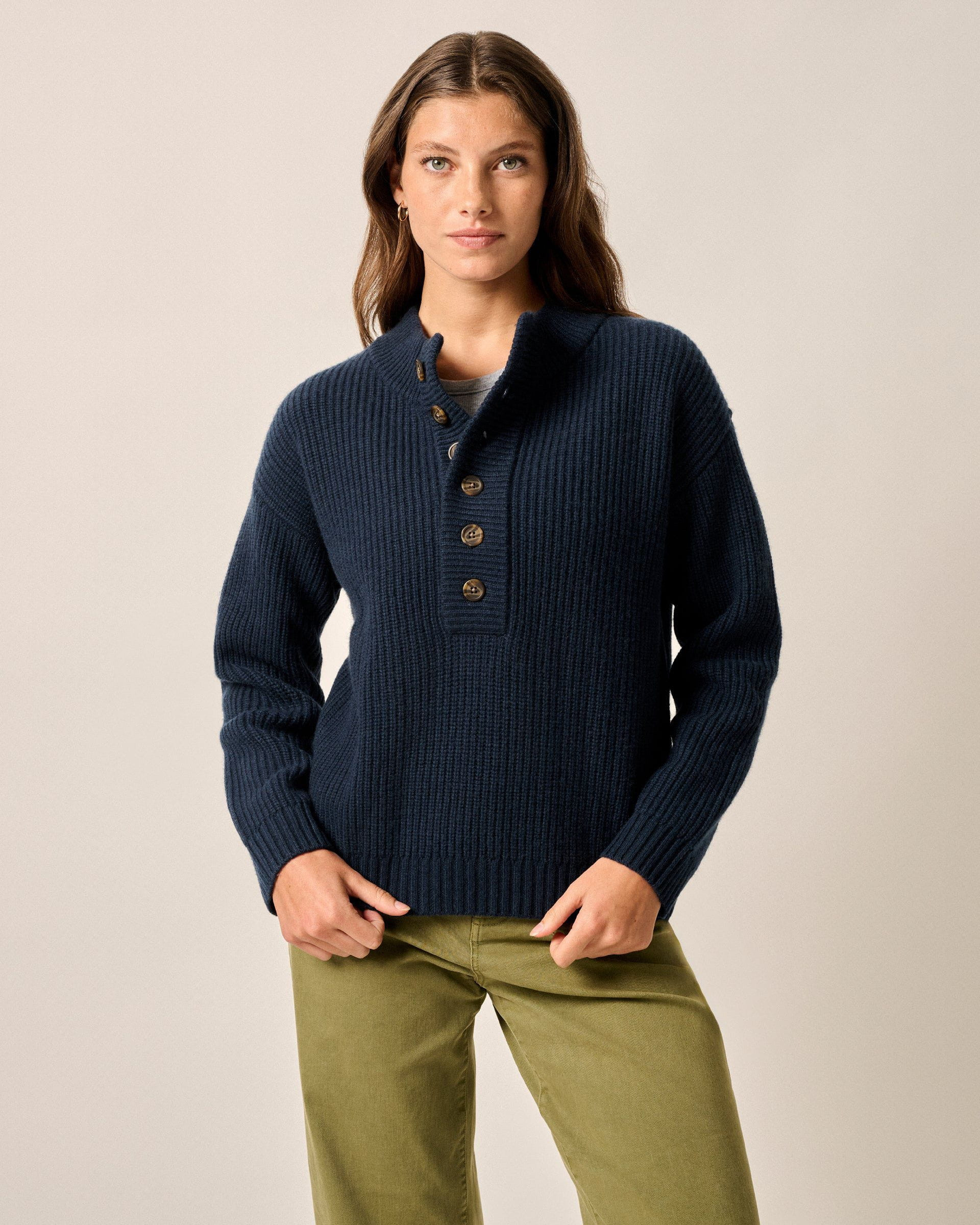 Kerrigan Cashmere Blend Henley Sweater | johnnie O