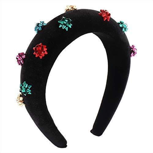 ANGLESJELL Christmas Headbands Gift Bow Paded Headband Festive Xams Hairband for Woemen Girls (Bl... | Amazon (US)