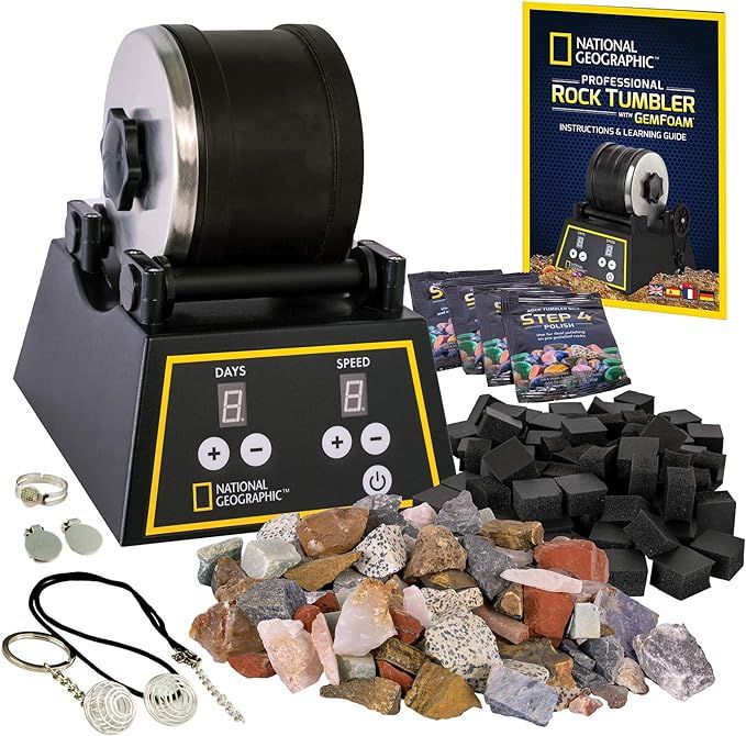 NATIONAL GEOGRAPHIC Professional Rock Tumbler Kit - Complete Rock Tumbler for Adults & Kids with ... | Amazon (US)