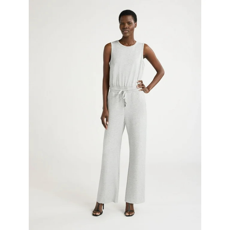 Scoop Women’s Scuba Knit Racerback Wide Leg Jumpsuit, Sizes XS-XXL | Walmart (US)