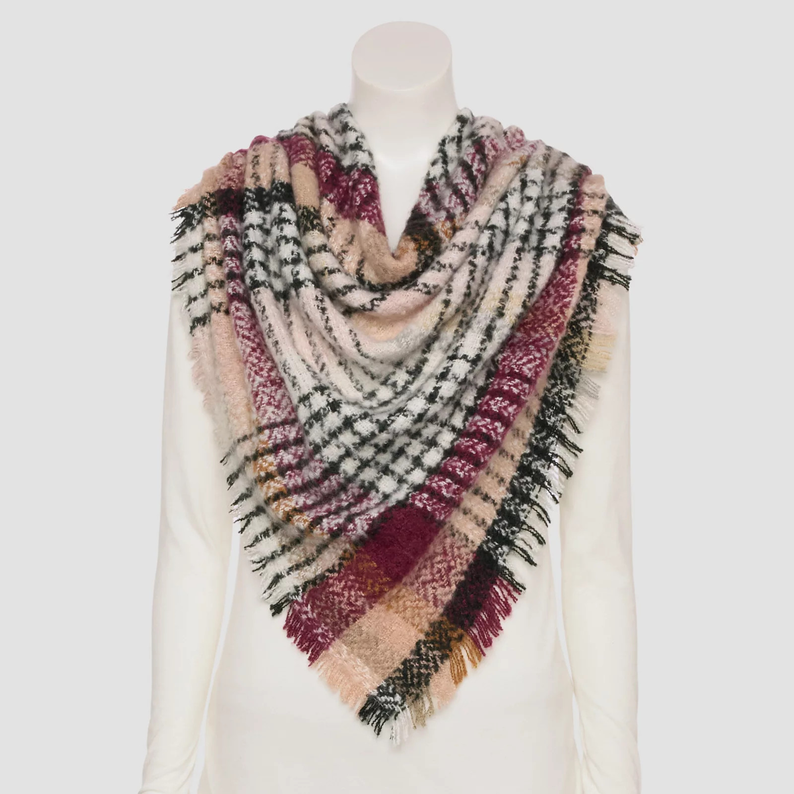 Women's Nine West Vivid Plaid Triangle Scarf | Kohl's