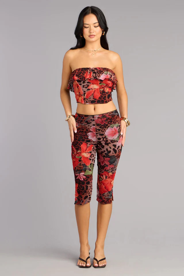 Wild Bloom Leopard And Floral Print Carpi Pants | Windsor Stores