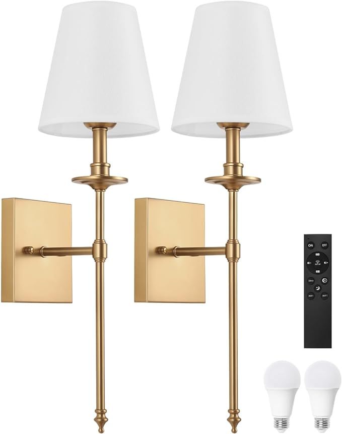 Wall Sconces Set of Two with Remote,Dimming 10-100% & Adjustable Colors 2700-6500K,Hardwired Wall... | Amazon (US)
