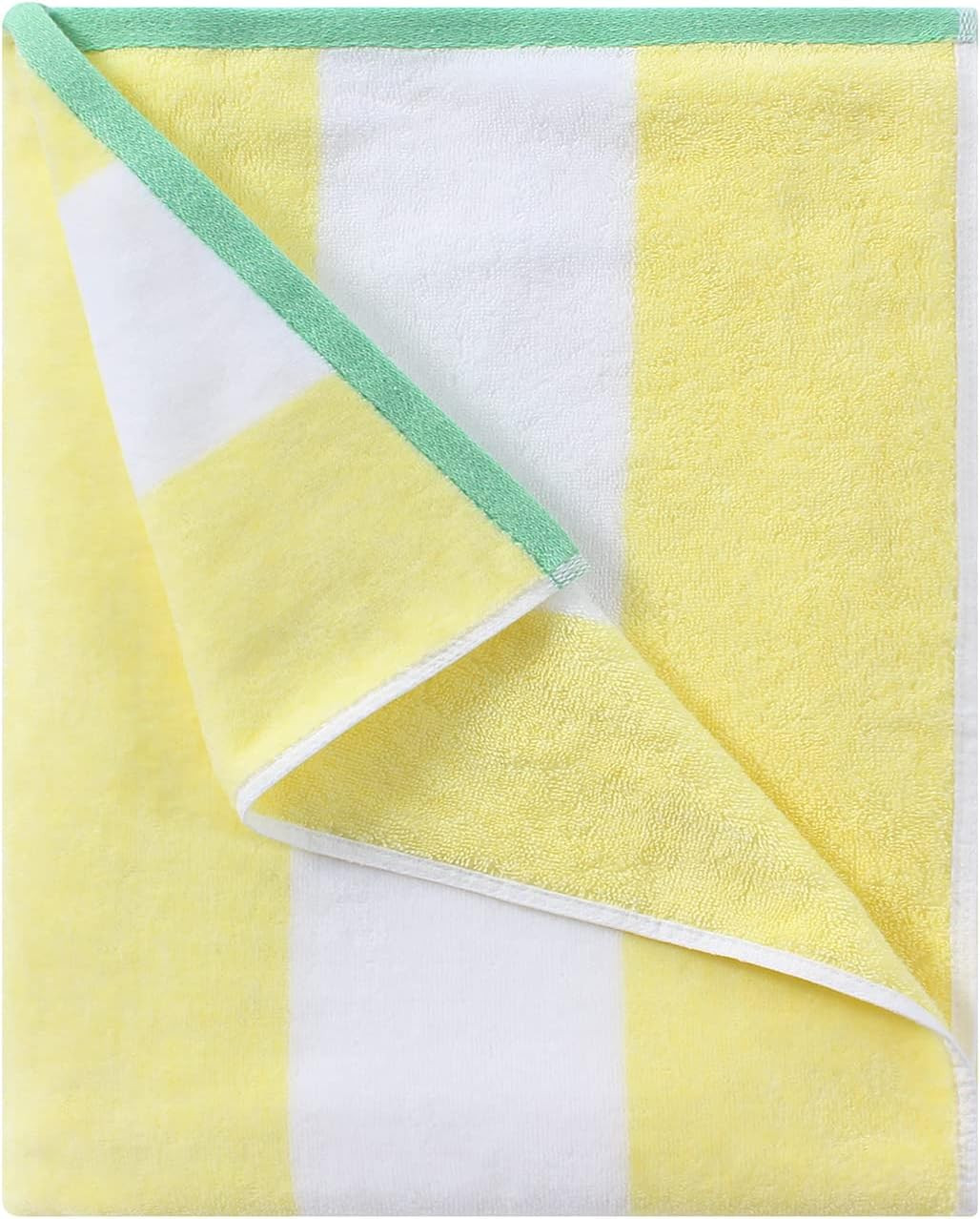 Cotton Oversized Beach Towel - Large 70 x 35 Inch Pool Towel, Yellow Striped Quick Dry Swimming C... | Amazon (US)
