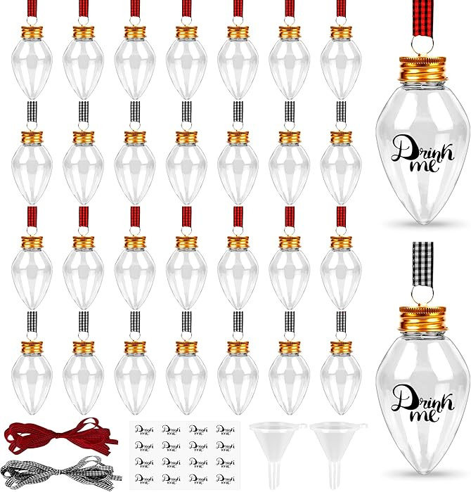 32 Pack Fillable Christmas Balls, Christmas Tree Hanging Ornaments Clear Plastic Water Bottle Bul... | Amazon (US)