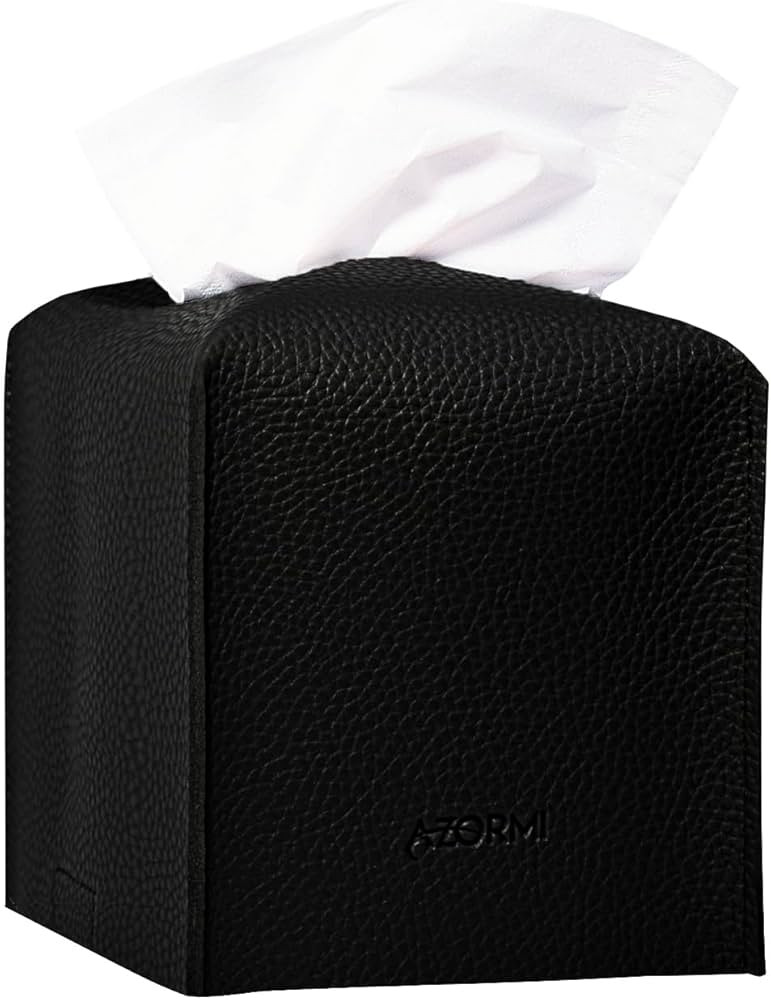 Azormi Faux Leather Tissue Box Cover Square-5”x5”x5” Tissue Cover with Bottom Belt-Decorati... | Amazon (US)