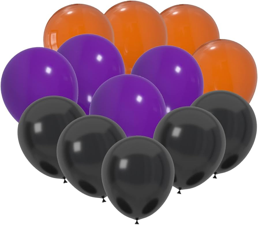 60 Pcs 12-Inch Latex Balloons in Black, Orange, and Purple - Halloween, Graduation, Birthday, Bab... | Amazon (US)