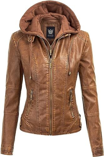 Lock and Love Women's Removable Hooded Faux Leather Moto Biker Jacket (XS~2XL) | Amazon (US)