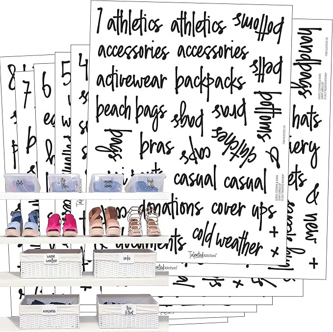 Talented Kitchen 224 Closet, Clothing, Shoes & Sports Labels. 224 Script Label Stickers. Water Re... | Amazon (US)