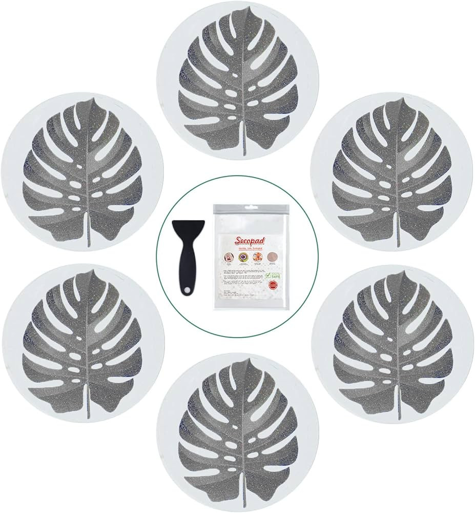 Non Slip Bathtub Stickers, 10 PCS Large Leaves Adhesive Anti Slip Decal Threads for Shower and Ba... | Amazon (US)