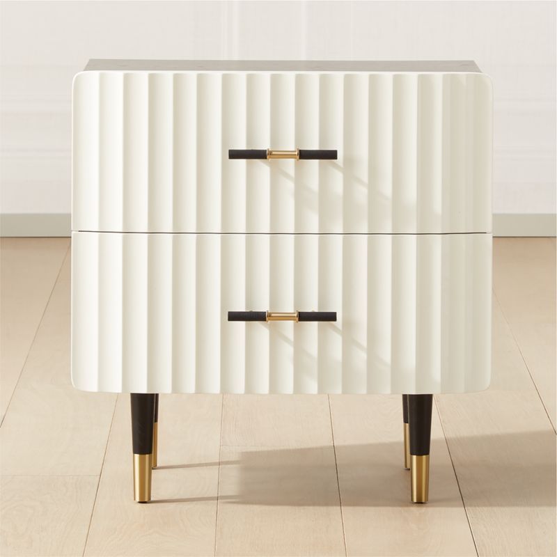 Crimped 2-Drawer Black and White Oak Wood Nightstand + Reviews | CB2 | CB2