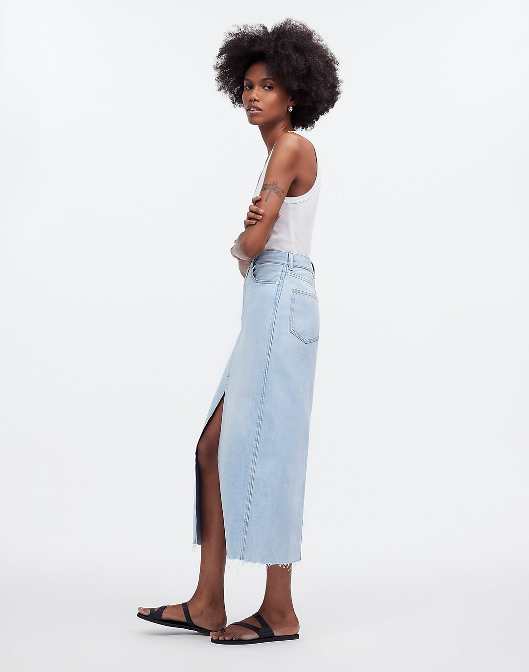 The Rilee Denim Midi Skirt | Madewell