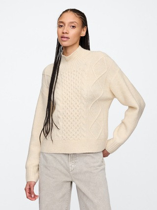 Oversized Cable-Knit Mockneck Sweater | Gap Factory