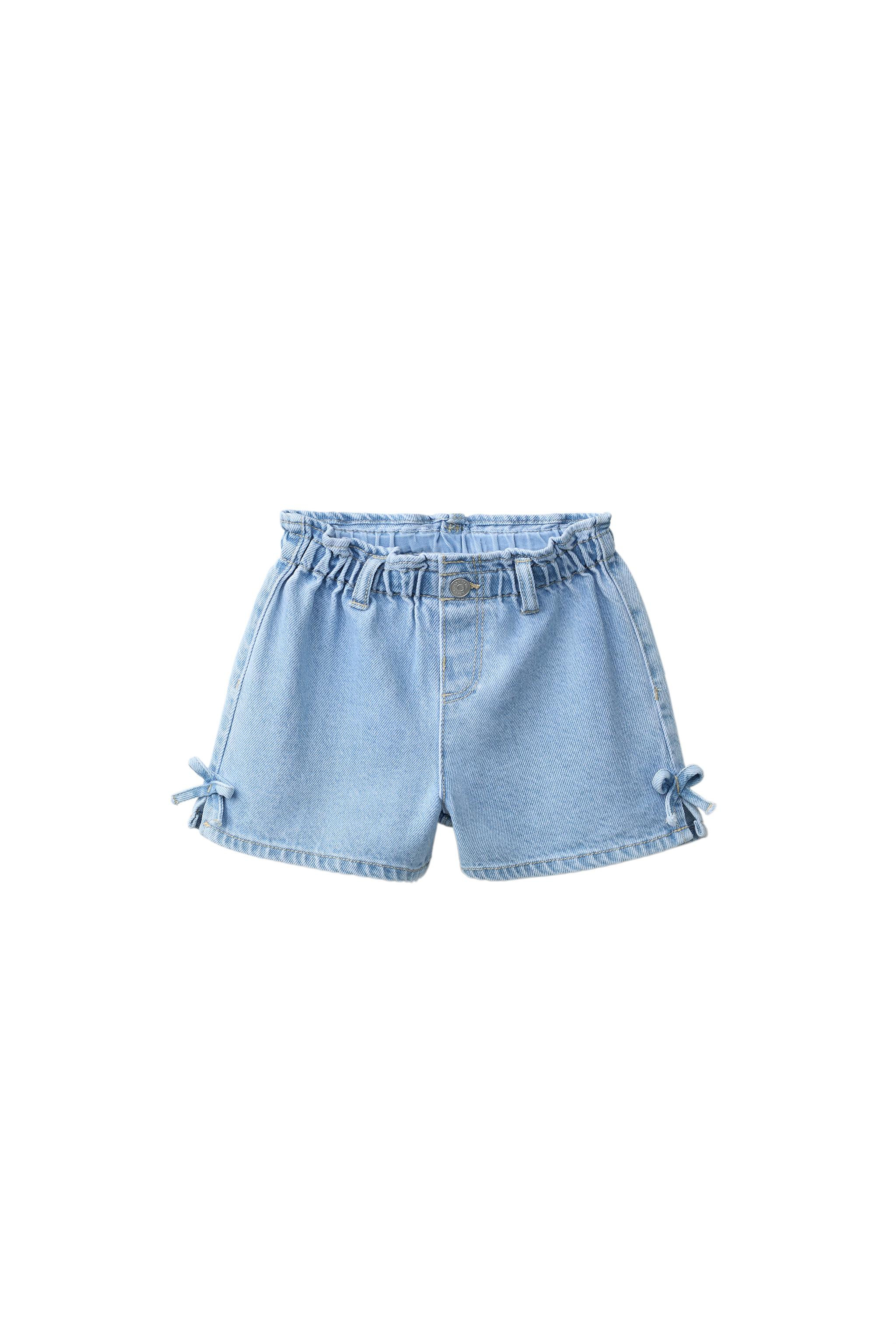 Bermuda shorts with an elasticated waistband, front snap-button fastening and bow appliqu\u00e9s ... | Zara UK