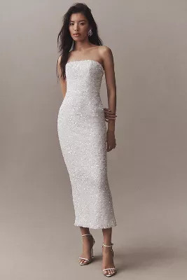 Helsi Leslie Strapless Sequin Column Midi Dress | Anthropologie (US)