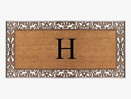 A1HC Natural Coir Doormat for Outdoor Entrance, Anti-Shed Treated Front Door Mat 30" x 60", Long Lasting Front Porch Entry Rug Monogrammed - H (Plain Bronze) | Amazon (US)