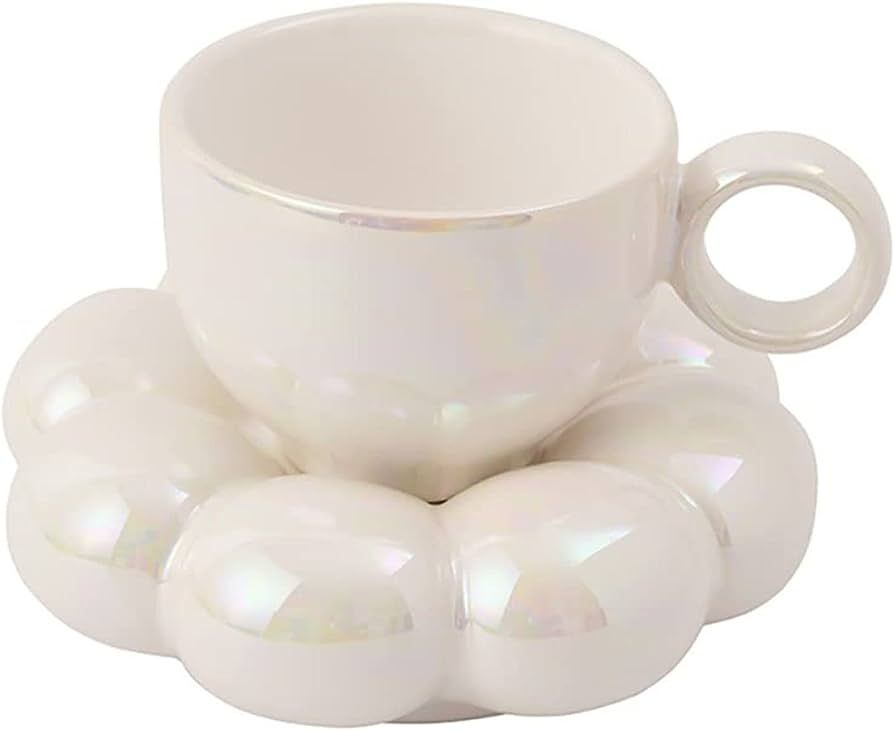 Flower Coffee Cup & Saucer Set Cute Mug & Saucer Set Ceramic Coffee Cup with Sunflower Saucer Lat... | Amazon (US)