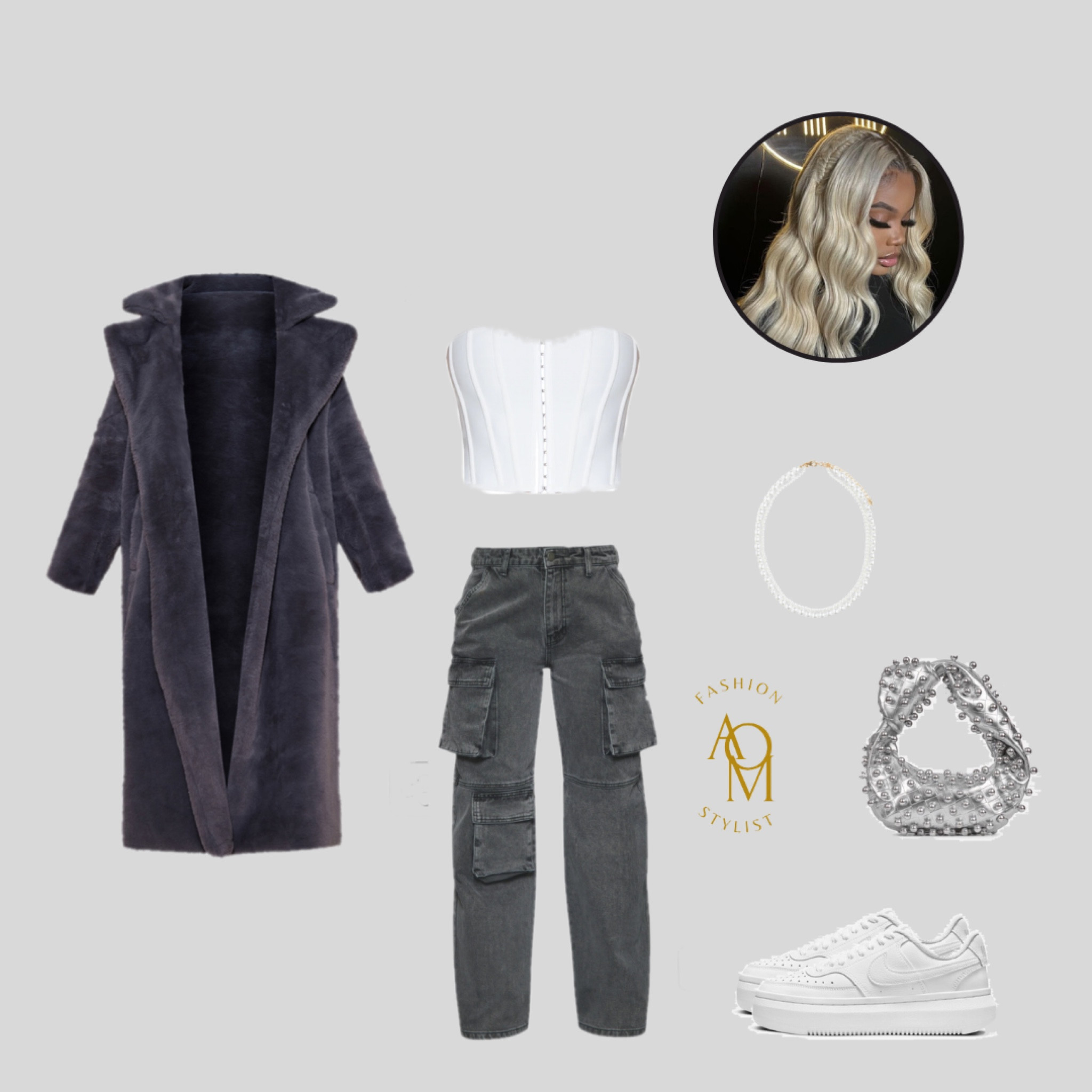 Teddy coat, grey fit, black fit, white top, Air Force 1, balenciaga bag, bag, silver bag, cargo pants , teddy jacket, shein necklace, grey wig ,corset, white corset 

#LTKfit #LTKSeasonal #LTKunder100
