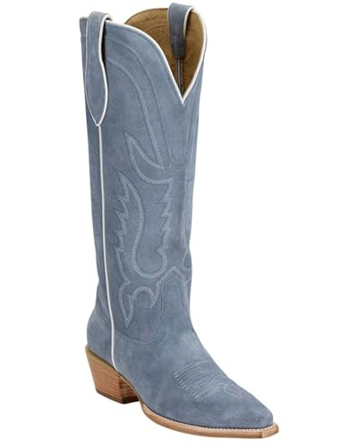 Tony Lama Women's Derby Liz Tall Western Boot Snip Toe - DR4261 9 M US Light Blue | Amazon (US)