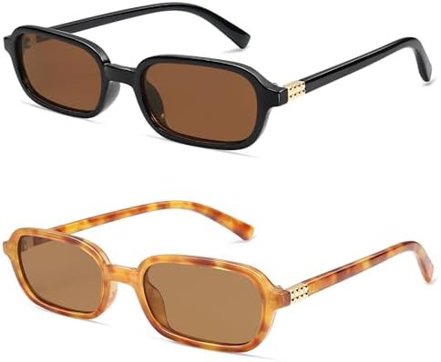 Retro Rectangular Sunglasses for Women Vintage 2026 Fashion Trendy Funny Small 90s Square Sunnies... | Amazon (US)