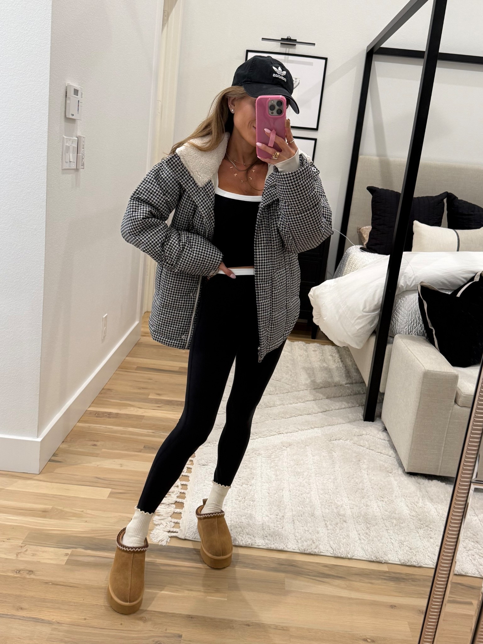 Warm plaid Sherpa jacket to wear with athleisure outfits wearing size xxs with black and white legging set  

#LTKfitnessgoals #LTKFindsUnder50 #LTKFindsUnder100