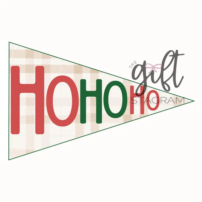 Pennant Flag Printable | Ho Ho Ho Pennant Flag | Merry Christmas Gift Tags | Gift Wrapping Embell... | Etsy (US)
