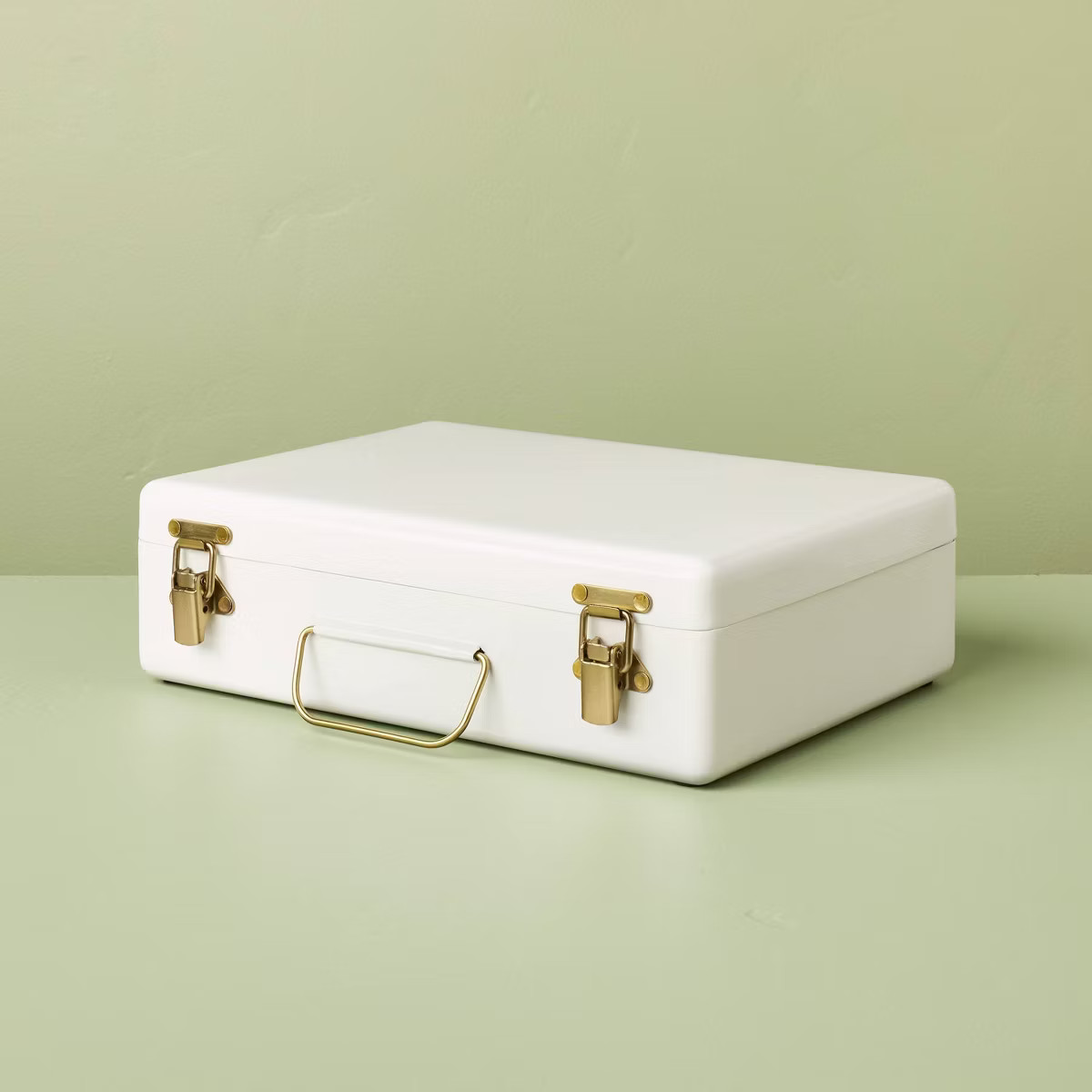 9" Large Metal Box with Brass Hardware Sour Cream - Hearth & Hand™ with Magnolia | Target