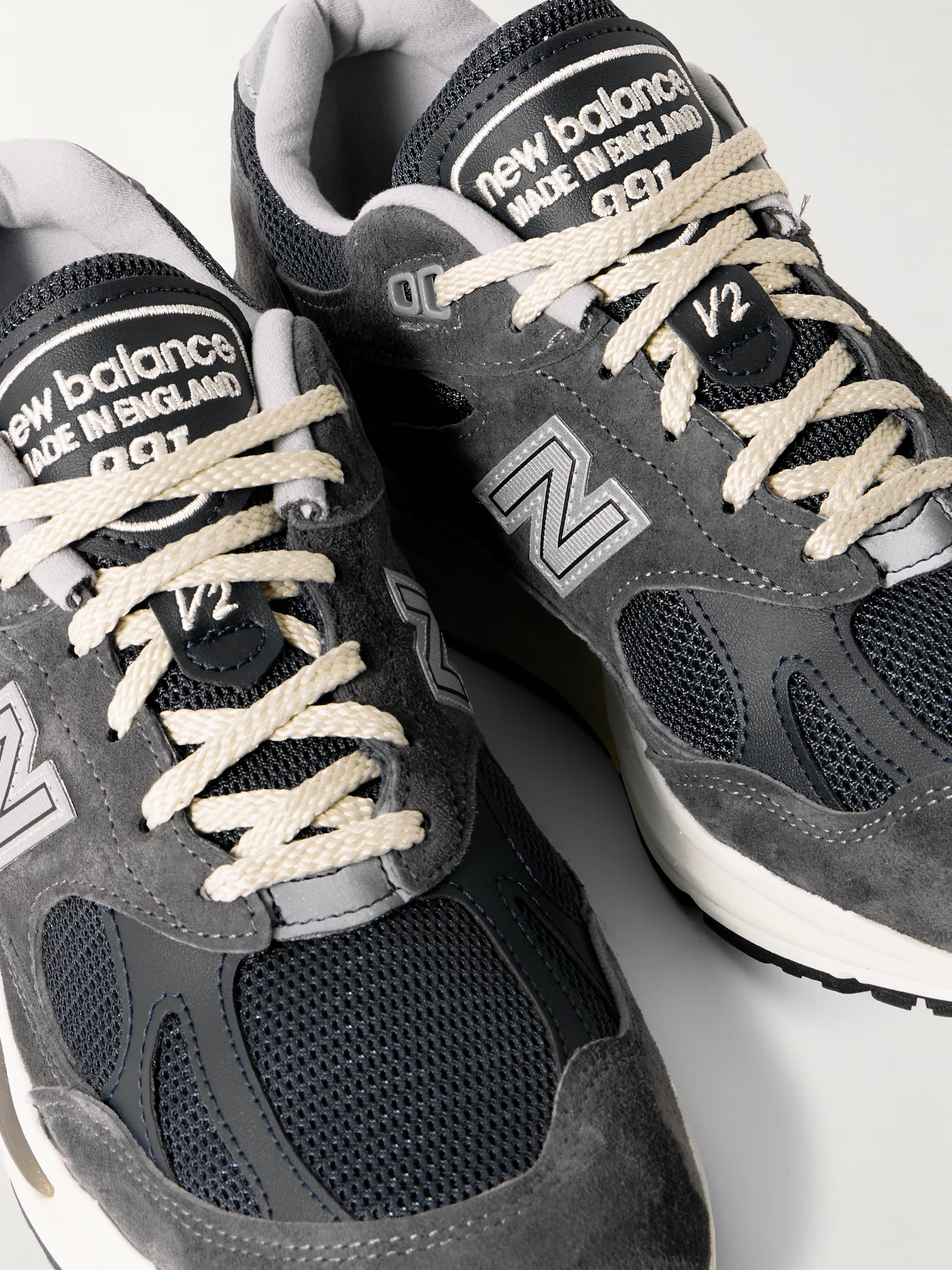 MiUK 991 leather-trimmed suede and mesh sneakers | NET-A-PORTER (US)