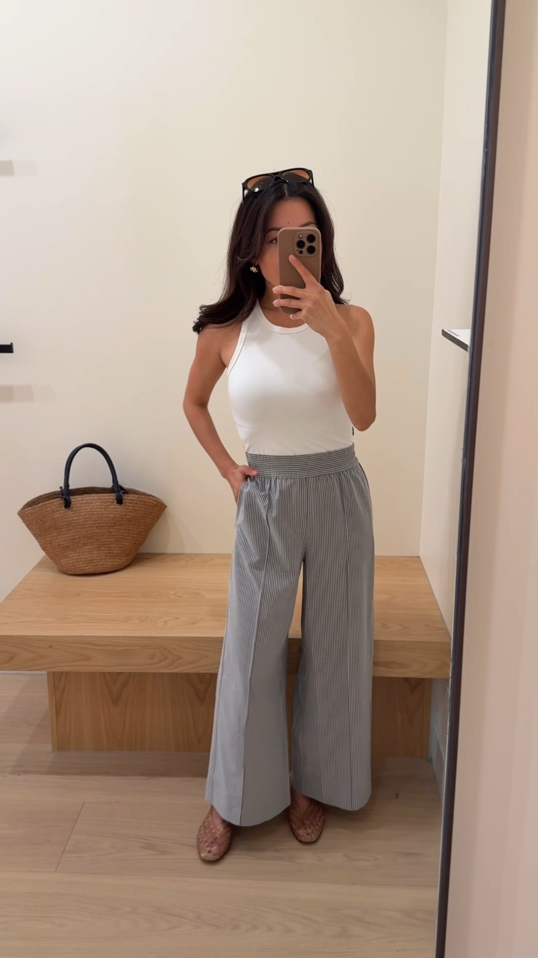 Size info below! Linked a few other lulu faves too (I take sz 2 / XXS in those items)
• lululemon wide leg crop pant XXS in the 25” length - TTS, very light, airy, and comfortable. high rise on me. Will be great for travel and they do free hemming in store if you’re in between their 3 length options.

• align racerback tank sz 2

• Dolce Vita jelly flats size 5, size down if you're a half size

• Madewell aviator sunglasses

• sezane basket tote

Petite friendly travel pants, comfortable outfit for errands, easy mom outfit, summer trip style

#LTKPetite #LTKTravel #LTKmomlife
