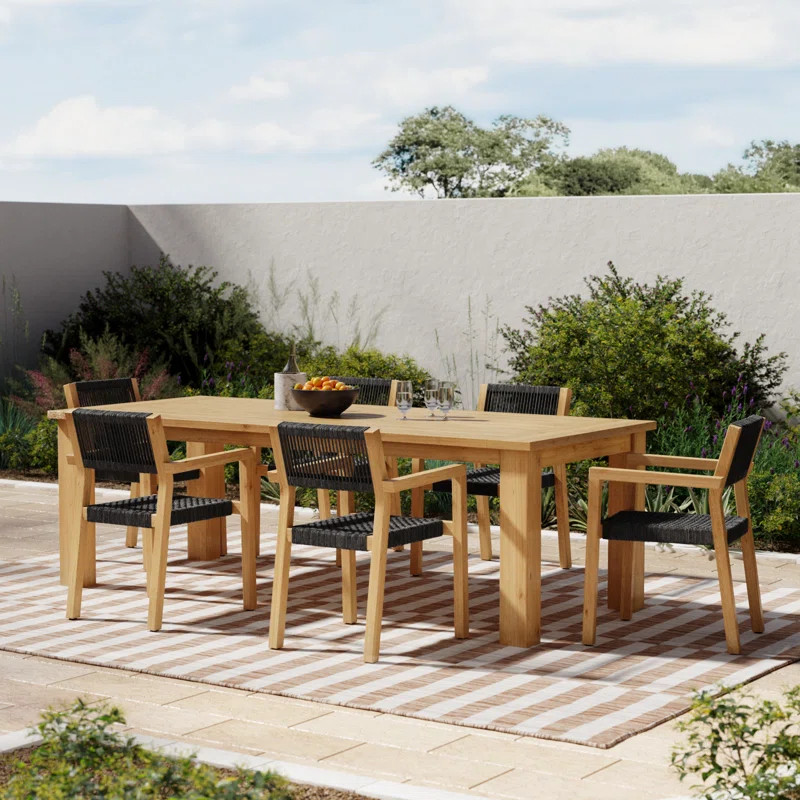 Morones Rectangular Reclaimed Teak 6 Person Indoor Outdoor Dining Set | Wayfair North America