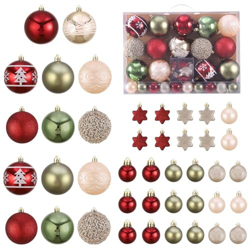 42 Pcs Christmas Ball Ornaments Set Burgundy Army Green Champagne Shatterproof Christmas Tree Decorations Glittering Decorative Hanging Ornament Bulk for Xmas Tree Wreath and Holiday Party Decor | Amazon (US)