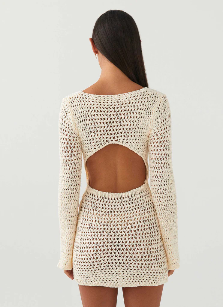 Down For The Ride Crochet Mini Dress - Ivory | Peppermayo (Global)