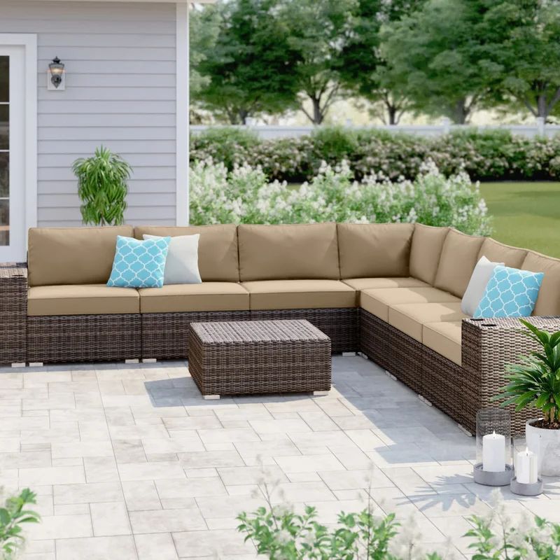 Lazaro Rattan Wicker Fully Assembled 6 - Person Seating Group with Sunbrella Cushions | Wayfair North America