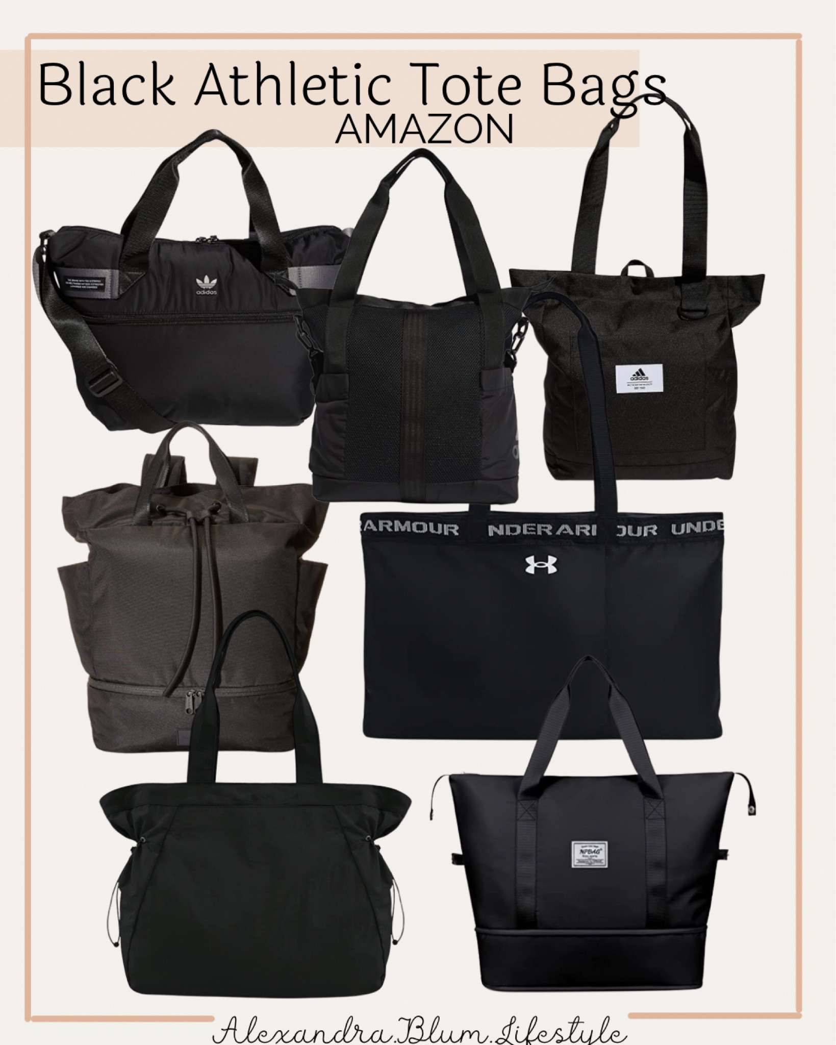 Black athletic tote bags from Amazon! 

#LTKitbag #LTKfit #LTKunder50