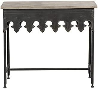 Creative Co-op EC0118 Metal Scalloped Edge Table Wood Top, Distressed Dark Grey | Amazon (US)