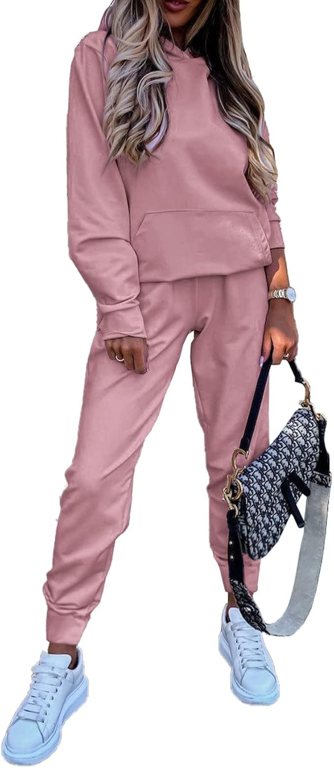 BTFBM 2023 Two Piece Outfits Winter Fall Lounge Sets For Women Sweatpant Joggers Set Casual Hoodies  | Amazon (US)