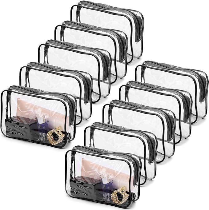 Tbestmax 10 Pcs Clear Cosmetic Bags Small Makeup Bags Portable Waterproof Travel Toiletry Bags Or... | Amazon (US)