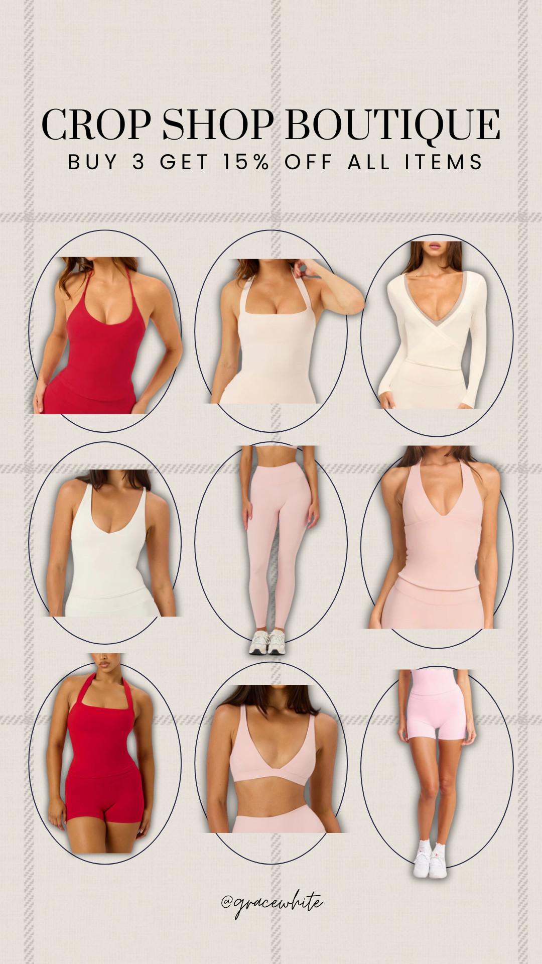 Get 3 pieces & get 15% off your whole order!!

tops, activewear tops, valentines activewear, activewear finds, fitness, wellness, new gym wear, gracewhitefit, grace white 

 #LTKValentine #LTKfitnessgoals #LTKSeasonal