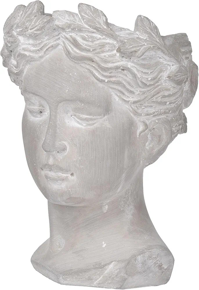 A and B Home 9.1" H Visage Whitewashed Cement Indoor Outdoor Leaf Wreath Lady Head Planter, Home ... | Amazon (US)