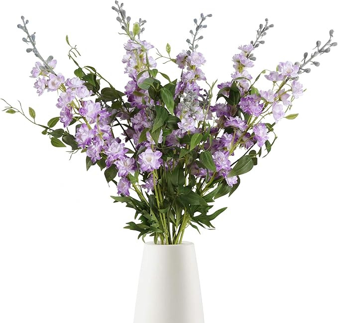 IPOPU Purple Fake Flowers 9pcs Delphinium Artificial Flowers with Clematis Greenery Stems 33.5" B... | Amazon (US)