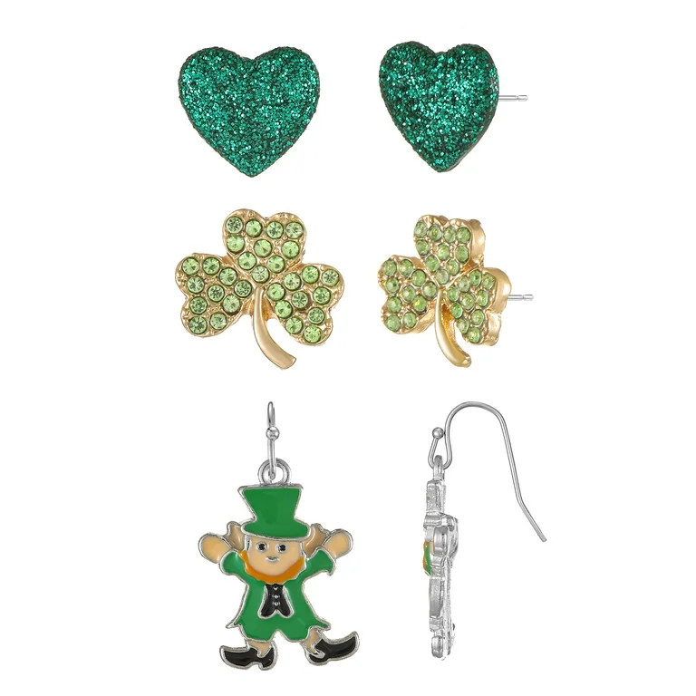 Way to Celebrate St. Patrick's Day Leprechaun Earrings Trio Set, 3 Pairs | Walmart (US)