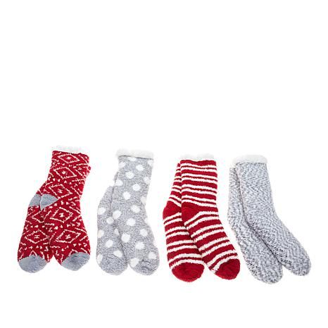 Comfort Code 4-pack of Faux Sherpa-Lined Cabin Socks | HSN