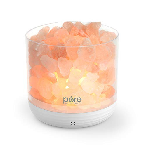 Pure Enrichment PureGlow USB Salt Lamp - Authentic Pink Himalayan Salt Rocks, Light Dimmer with 5 Levels, 2 Bulbs, and USB Power Cable | Amazon (US)