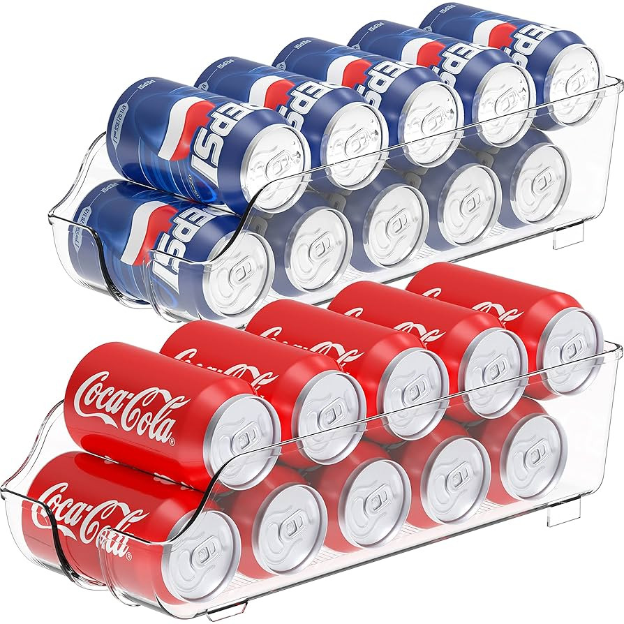 Simple Houseware Soda Can Organizer for Pantry / Refrigerator, Clear, Set of 2 | Amazon (US)