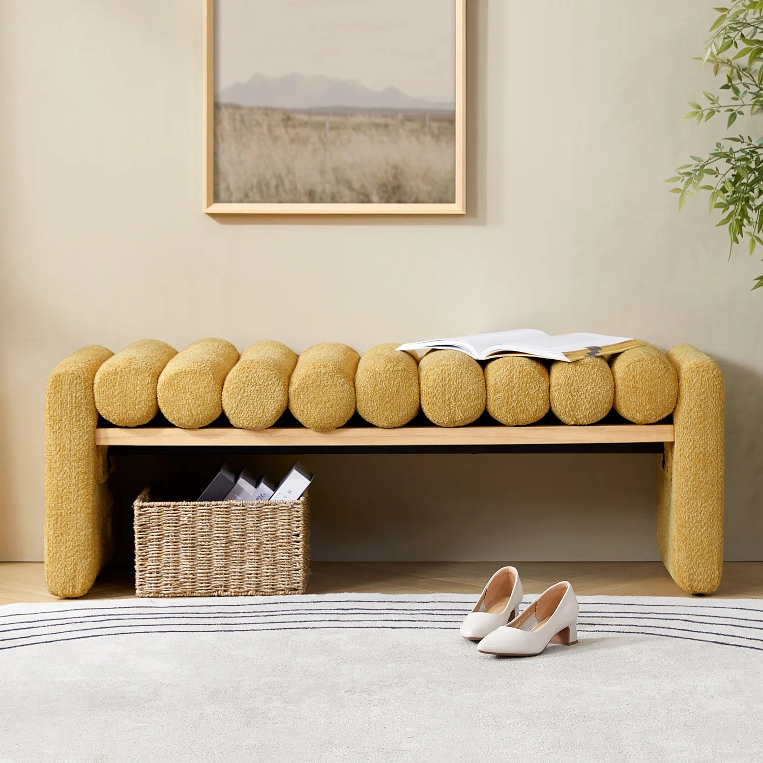 Brame 52.5"W Modern Upholstered Bench with Solid Wood Construction | Wayfair North America